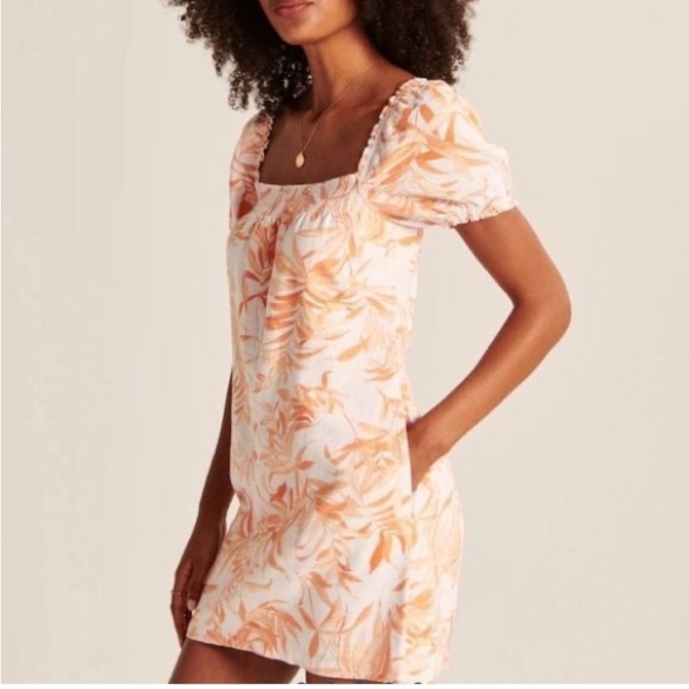 Orange and White Floral Dress